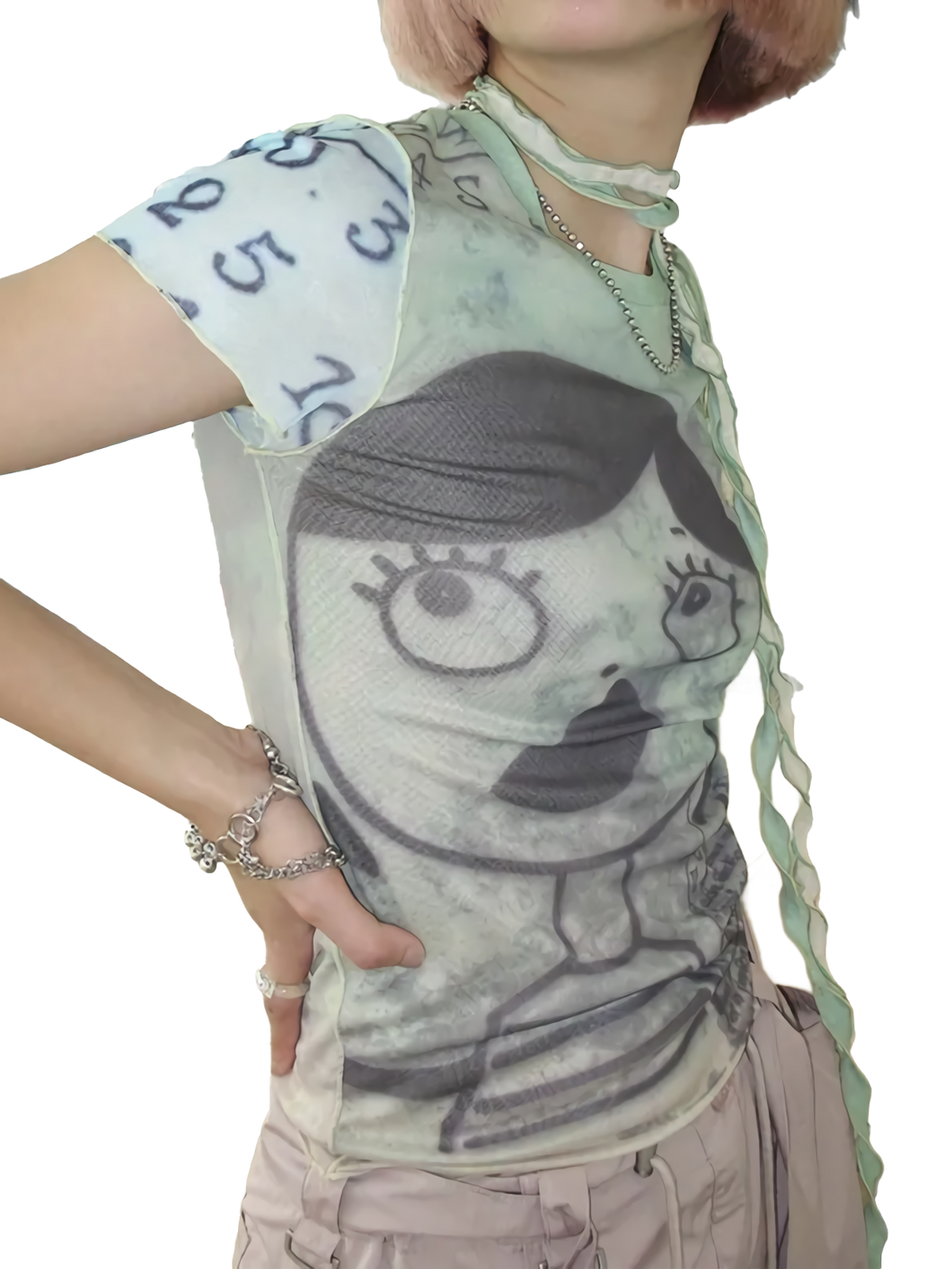 'Expression' Stylized Graphic Mesh Tee