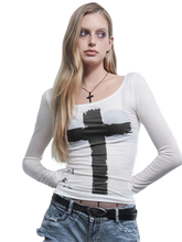 Load image into Gallery viewer, &#39;Cruciform&#39; Sheer Long Sleeve Tee