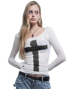 'Cruciform' Sheer Long Sleeve Tee