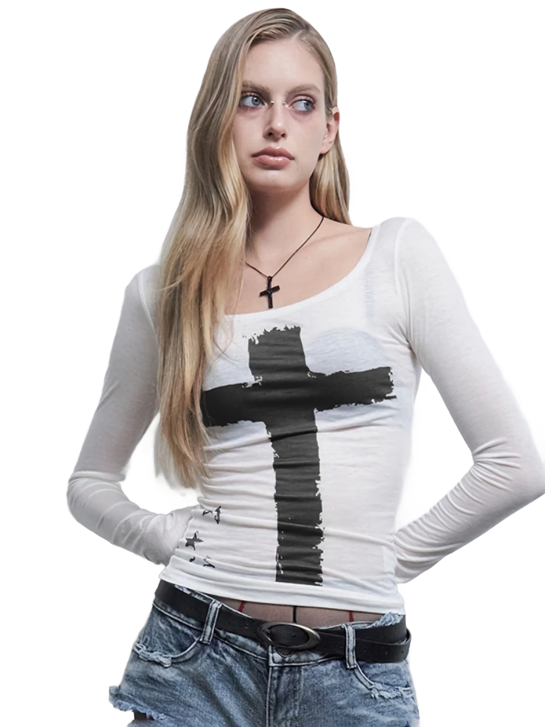 'Cruciform' Sheer Long Sleeve Tee