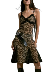 Vintage Punk Leopard Midi Dress