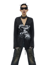 Load image into Gallery viewer, Plunging Long Sleeve Tee with Choker Detail