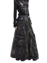 Load image into Gallery viewer, &#39;Outcast&#39; Rugged Black Denim Cargo Maxi Skirt