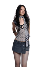Load image into Gallery viewer, Polka-Dot Sheer Mesh Top with Scarf