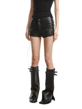 Load image into Gallery viewer, 'Vanta' Low-Rise Lace-Up Faux Leather Shorts