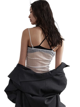 Load image into Gallery viewer, Pearl Mesh Camisole Top with Ruffled Flounce