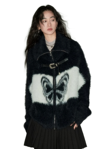 'Psykhe' Knit Cardigan with Buckle Strap