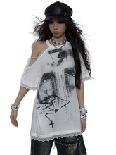 Load image into Gallery viewer, &#39;Eldritch&#39; Abstract Off Shoulder Lace Accent T-Shirt