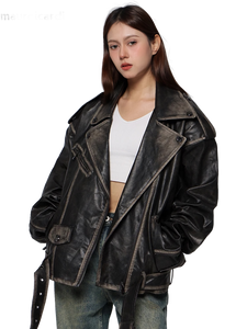 'Raider' Belted Leather Jacket