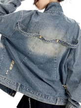 Load image into Gallery viewer, Heavy Retro Wash Strapped Denim Jacket