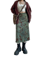 Load image into Gallery viewer, Botanical Satin Midi Skirt