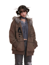 Load image into Gallery viewer, &#39;Forgotten&#39; Fur-Trimmed Oversized Cotton Hoodie