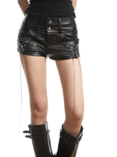 Load image into Gallery viewer, 'Vanta' Low-Rise Lace-Up Faux Leather Shorts