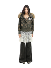 Load image into Gallery viewer, 'Cipher' Fur-Trimmed Cropped Cotton Hoodie