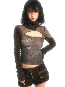 'League' Knit Patchwork Long Sleeve Top