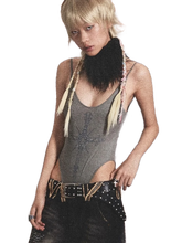 Load image into Gallery viewer, Gothic Cross Plunging Bodysuit