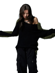 'Moss' Off-Shoulder Pullover Knit Sweater