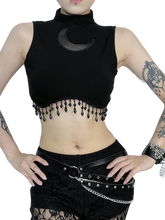 Load image into Gallery viewer, &#39;Midnight Moon&#39; Tassel Crop Top