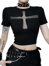 Load image into Gallery viewer, &#39;Divine Silhouette&#39; Mesh Cross Crop Top