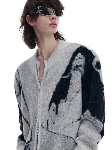 'Lupus' Dual Zip Knit Cardigan