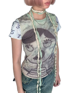 'Expression' Stylized Graphic Mesh Tee