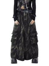 Load image into Gallery viewer, &#39;Outcast&#39; Rugged Black Denim Cargo Maxi Skirt