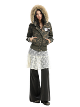 Load image into Gallery viewer, 'Cipher' Fur-Trimmed Cropped Cotton Hoodie