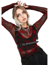 Load image into Gallery viewer, Crimson Web Sheer Mesh Long Sleeve Top