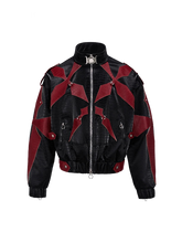 Load image into Gallery viewer, &#39;Inferno&#39; Red Leather Moto Jacket