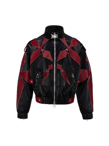 'Inferno' Red Leather Moto Jacket