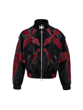 Load image into Gallery viewer, &#39;Inferno&#39; Red Leather Moto Jacket
