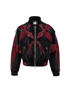 'Inferno' Red Leather Moto Jacket