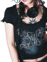 Load image into Gallery viewer, Web Lace Cropped Short Sleeve Tee