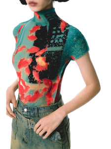 Pixel Koi Textured-Stretch Short Sleeve Tee