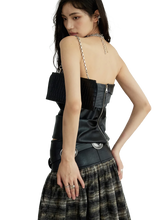 Load image into Gallery viewer, Glossy Pleated Vegan Leather Strapless Tank