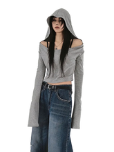 Load image into Gallery viewer, Minimalist Off-Shoulder Cropped Hoodie