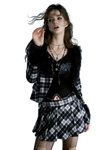 Dark Academia Plaid Skirt Set