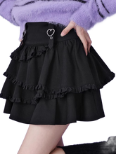 Load image into Gallery viewer, Layered Black Ruffle Mini Skirt