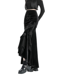 'Rosa' Black Velvet Maxi Skirt