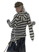 Load image into Gallery viewer, Striped Bunny-Ear Knit Hoodie