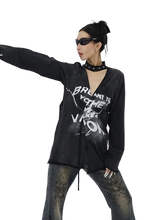 Load image into Gallery viewer, Plunging Long Sleeve Tee with Choker Detail