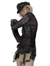 Load image into Gallery viewer, Gothic Sheer Mesh Long Sleeve Tee