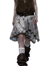 Load image into Gallery viewer, Ethereal Butterfly Print Asymmetric Mesh Skirt