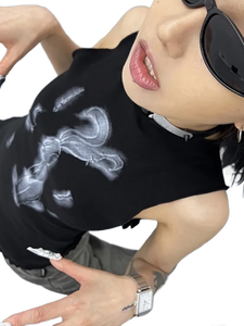 Rabbit Print Sleeveless Cotton Tee