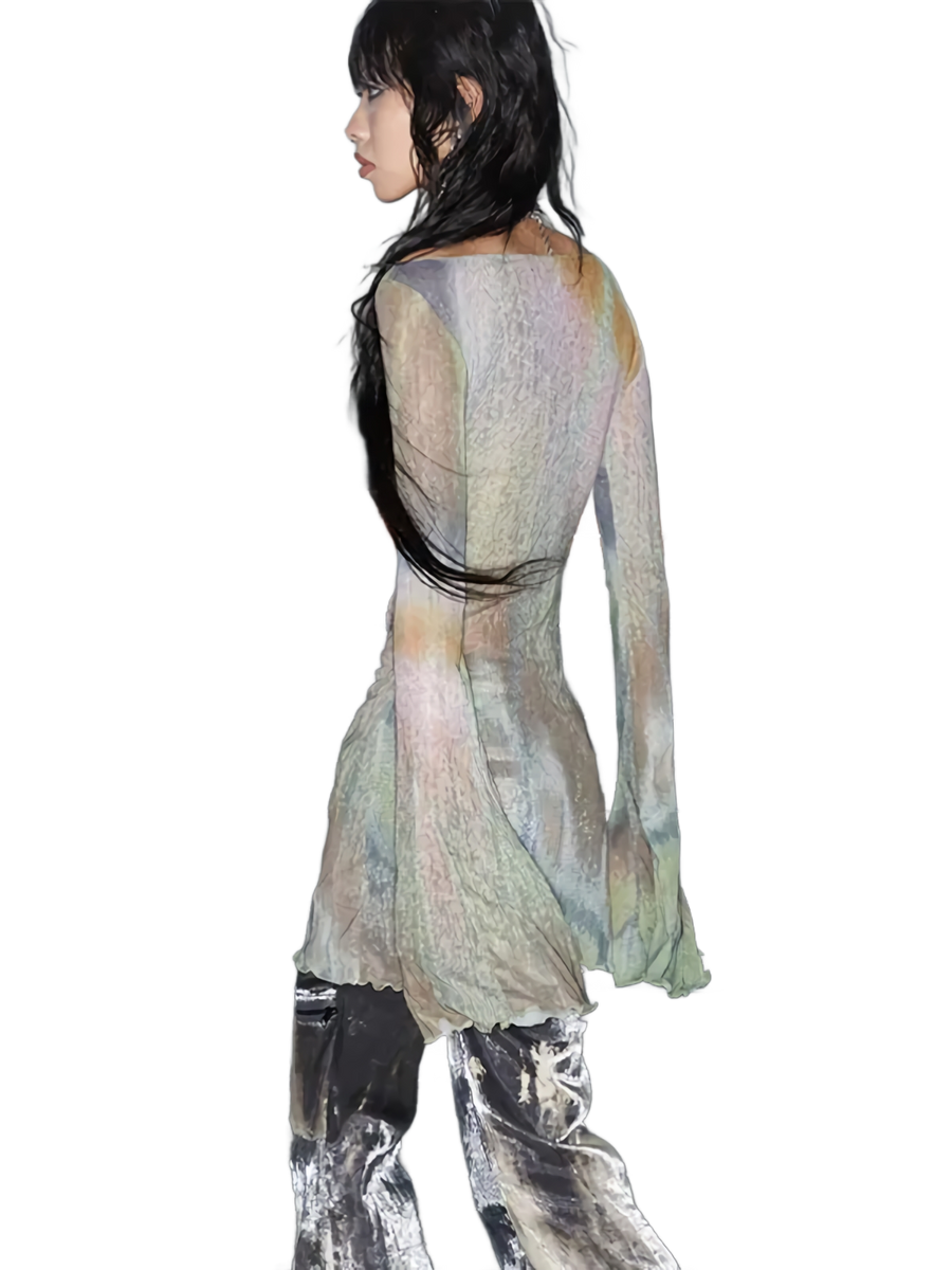 Threaded Pear Skyler Contrast Edge Patchwork Long Sleeve Top