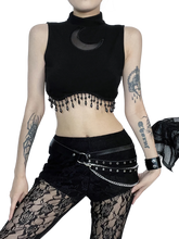 Load image into Gallery viewer, &#39;Midnight Moon&#39; Tassel Crop Top