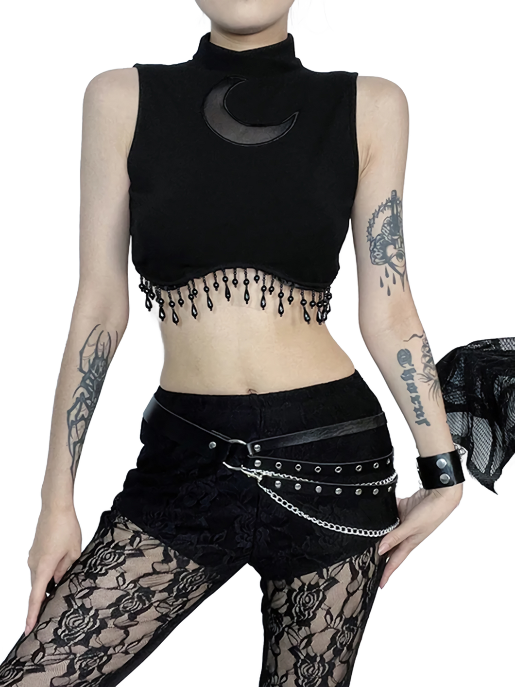 'Midnight Moon' Tassel Crop Top