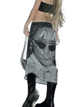 Load image into Gallery viewer, &#39;Iconic Glitch&#39; Graphic Mesh Midi Skirt