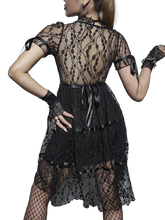 Load image into Gallery viewer, Black Lace Mini Dress