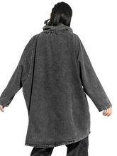 Load image into Gallery viewer, Washed Denim High-Neck Oversized Pocket Sweatshirt